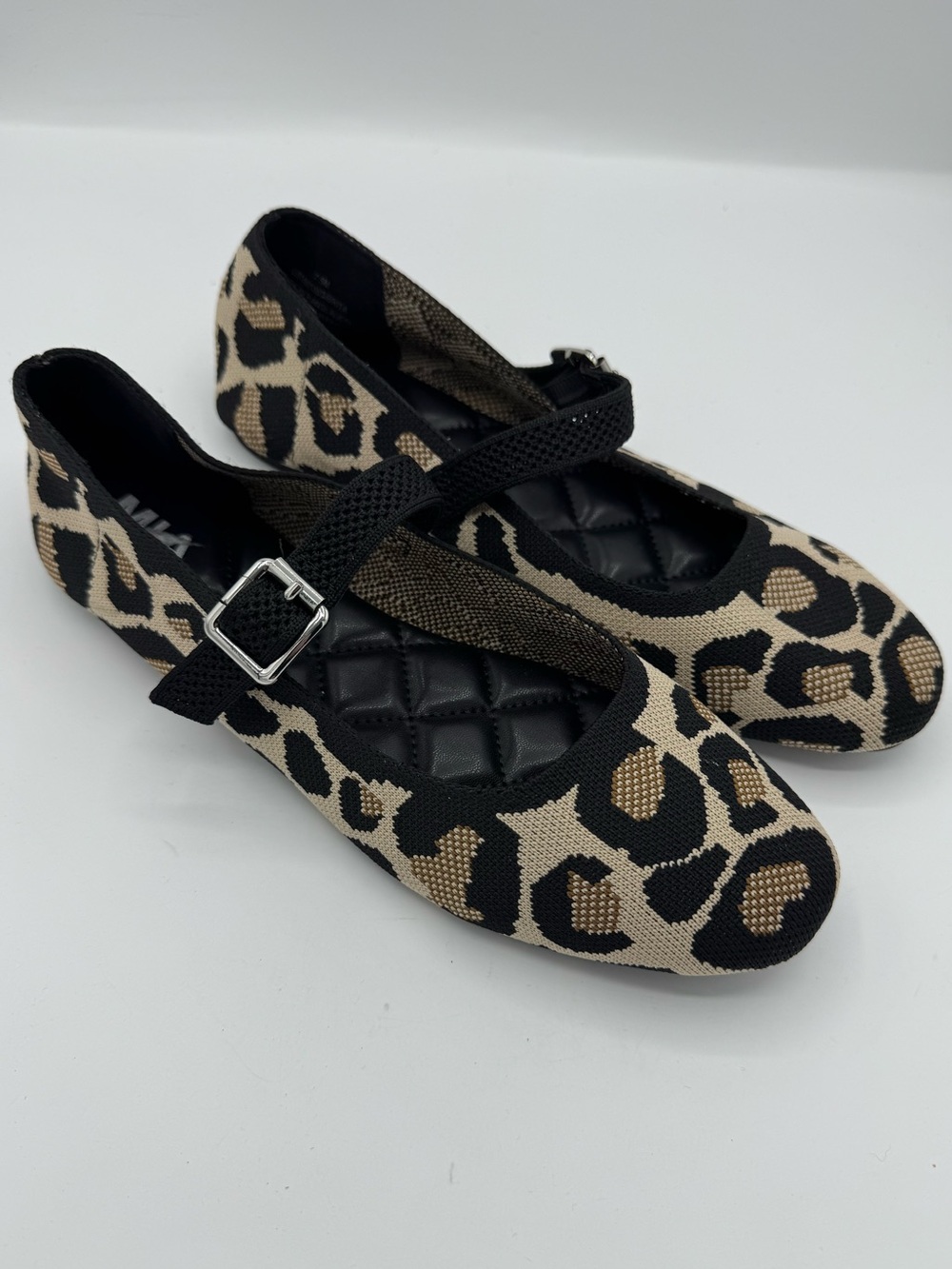 MIA Leopard Print Mary Jane Flats in Black and Beige size 7.5 work office comfy